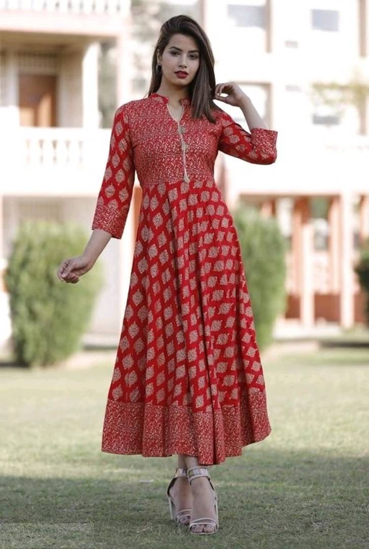 Women's Rayon Printed Anarkali Kurta
